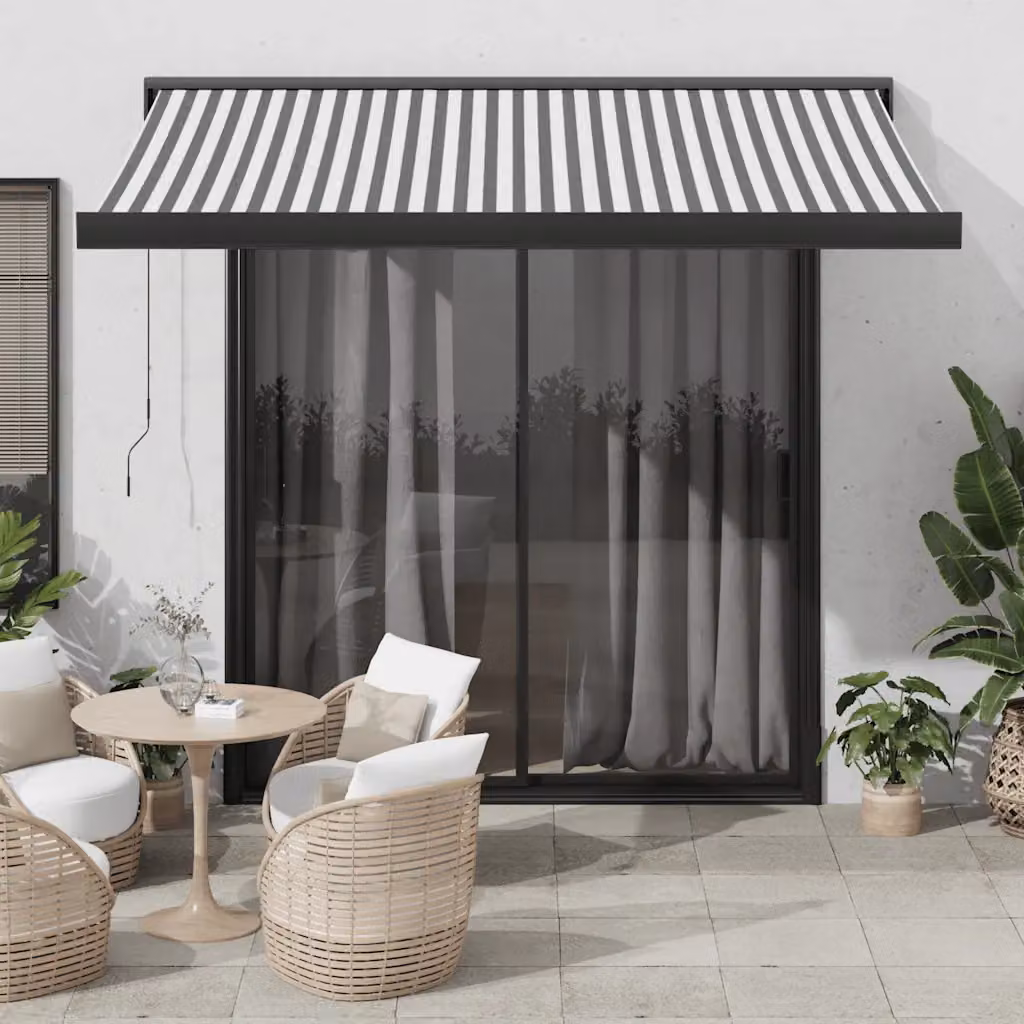 Tenda Retrattile vidaXL Antracite e Bianca in Alluminio e Poliestere L: 350 cm, P: 250 cm – 1