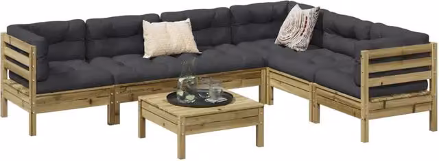 Set Divani da Giardino 7pz con Cuscini Legno Impregnato di Pino 3299473