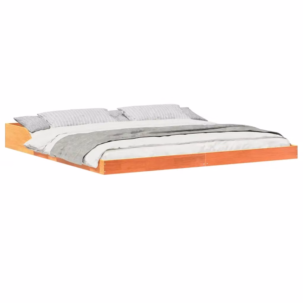 Struttura del letto moderna vidaXL in pino massello marrone cerato L: 183,5 cm, P: 213,5 cm, H: 220 cm – 2
