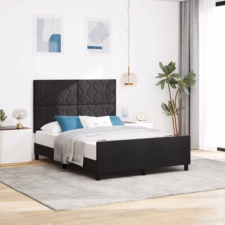Letto a molle con testiera vidaXL in velluto nero L/P/H: 160 x 200 x 128 cm