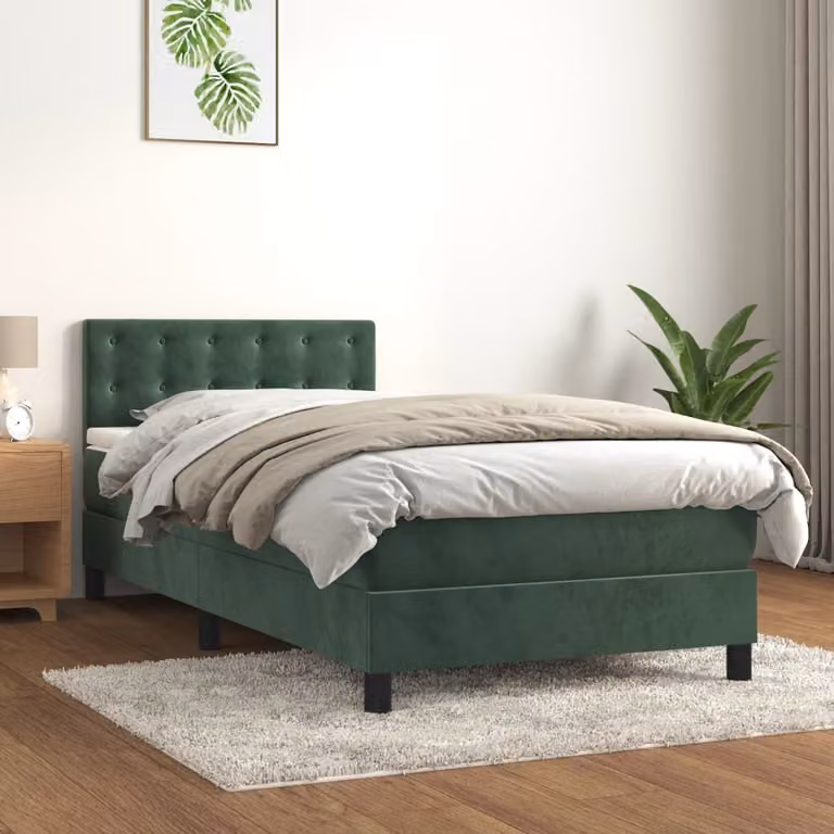 Maison Exclusive - Giroletto a Molle con Materasso Verde Scuro 80x200 cm Velluto