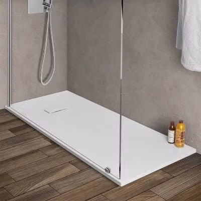 Piatto doccia rettangolare in resina Agorà Bianco effetto pietra L: 180 cm, P: 80 cm