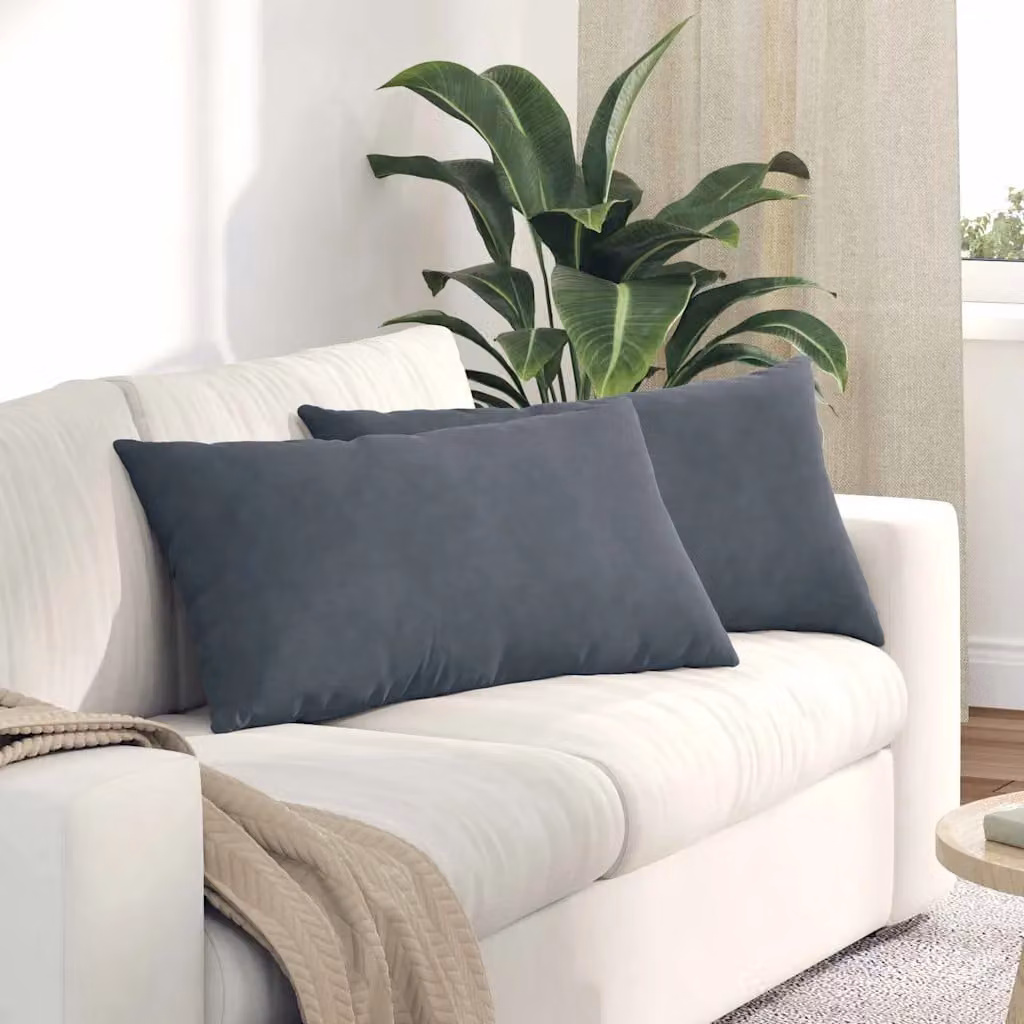 Set di 2 cuscini da divano vidaXL in velluto a coste grigio, L 80 cm x P 40 cm