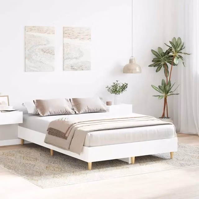 Struttura letto con giroletto e rete in legno multistrato bianco DESIGN IN L/P/H: 137 x 190 x 25 cm