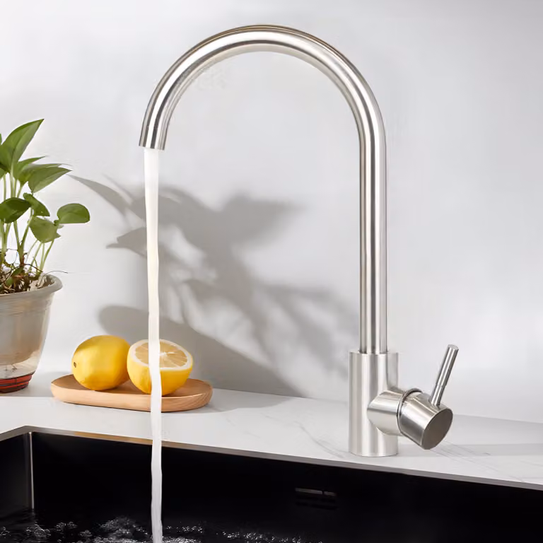 ZMH Rubinetto da cucina Rubinetto da cucina ad alta pressione Rubinetto per lavello in acciaio inox Rubinetto girevole a 360° Rubinetto monocomando nichel spazzolato