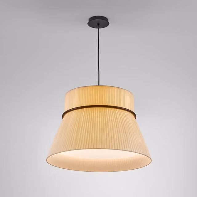Lampada a sospensione Bover Folie beige con design moderno a cono