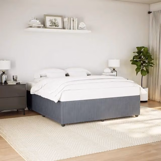 Giroletto vidaXL in Velluto Grigio con Doghe in Legno 180 x 200 cm