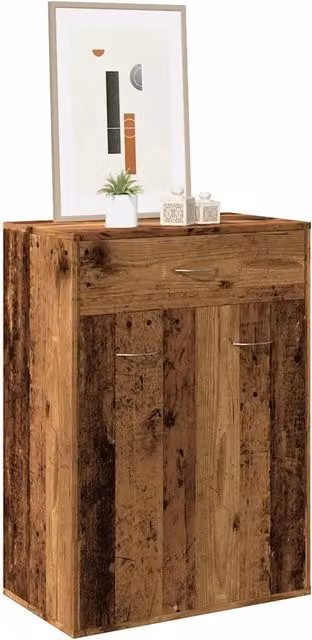 Scarpiera a parete Design Mania in stile rustico marrone con ante e ripiani in legno e MDF L: 60 cm, P: 35 cm, H: 84 cm