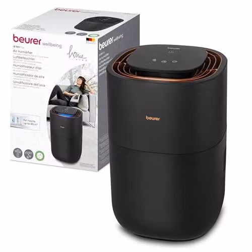 Beurer Umidificatore LB 300 Plus con Tecnologia di Evaporazione a Freddo ad Alta Efficienza Energetica, Indicatore di Umidità, Funzione di Asciugatura del Filtro Igienico, per Ambienti Fino a 45 m²