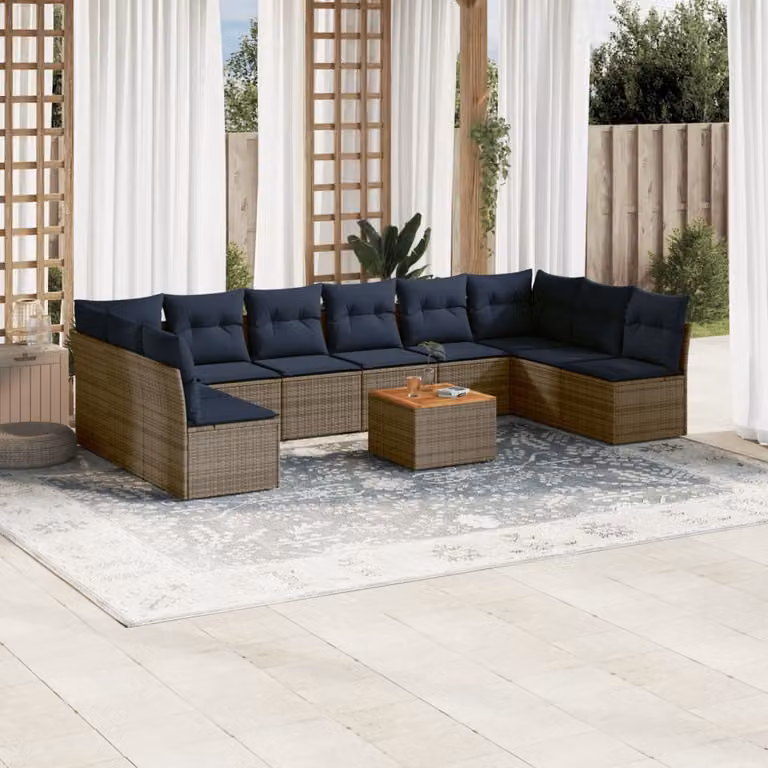 Maison Exclusive - Set Divani da Giardino 11 pz con Cuscini in Polyrattan Grigio