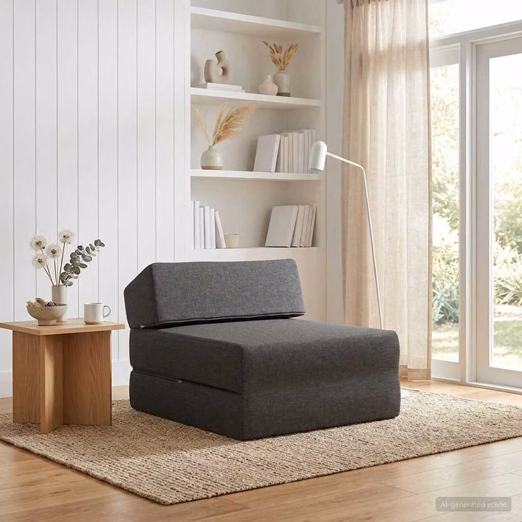 vidaXL Divano Letto Pieghevole Moderno in Tessuto Grigio L: 60 cm, P: 70 cm, H: 41 cm