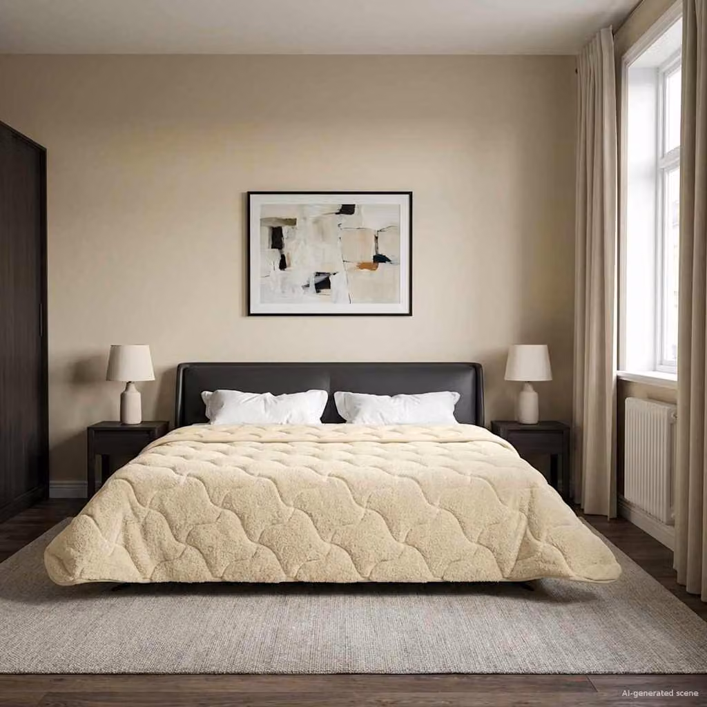 Piumino estivo reversibile vidaXL in fibra cava beige L 240 x P 220 cm