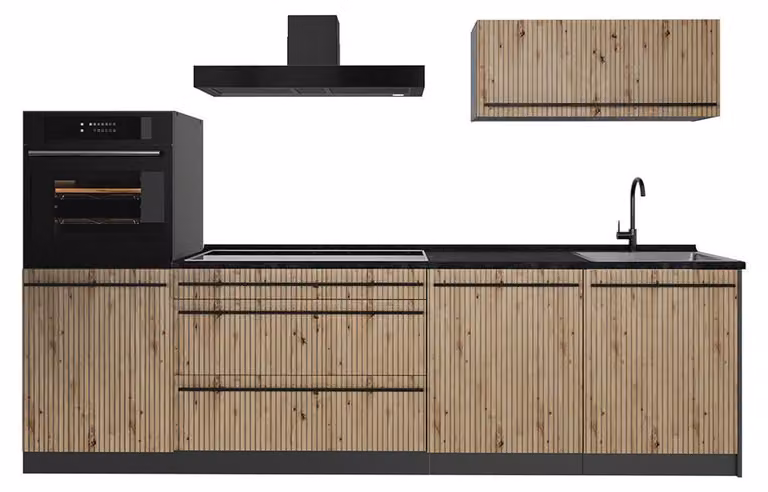 Cucina componibile Vicco R-Line Rovere artigianale/Antracite 280 cm piano di lavoro Antracite, Model 67237