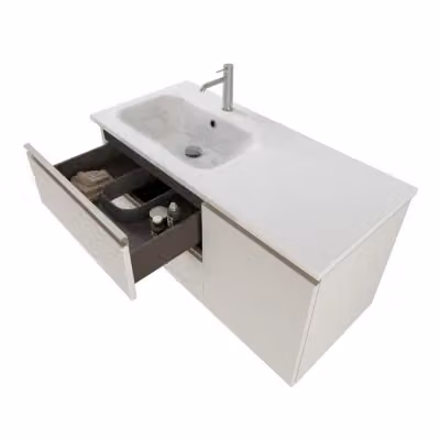 Mobile bagno sospeso INBAGNO Master bianco opaco con lavabo e specchio con illuminazione LED L: 100 cm, P: 45 cm, H: 50 cm – 2