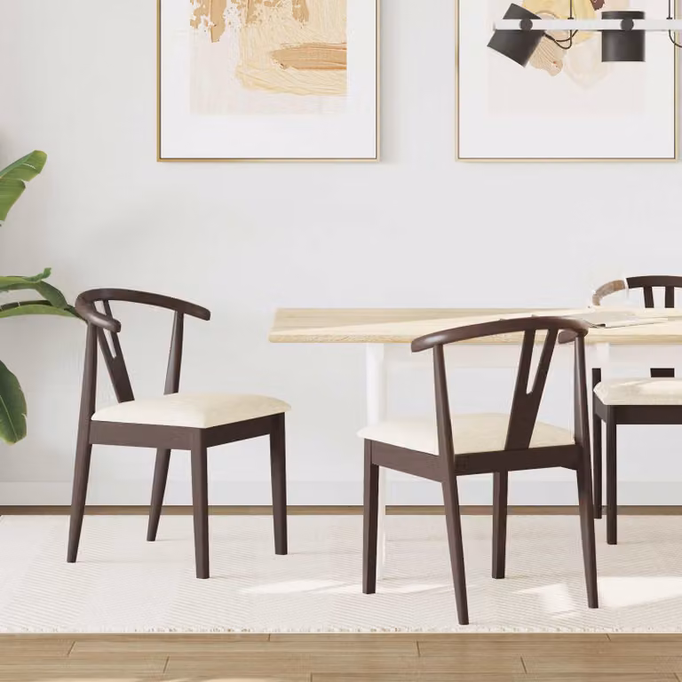 Set di 2 sedie da pranzo vidaXL in legno di gomma marrone con braccioli L/P/H: 50,5 x 61 x 80,5 cm