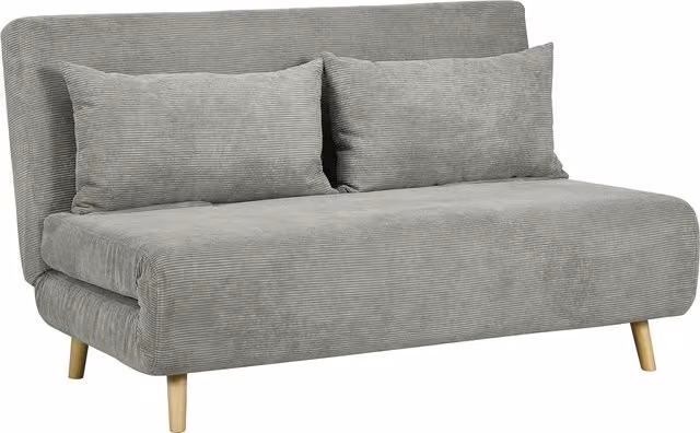 Divano Letto HOMCOM a 2 posti con Schienale Regolabile a 3 Angolazioni e 2 Cuscini, Tessuto Effetto Lino, L: 141 cm, P: 90 cm, H: 81 cm, Grigio