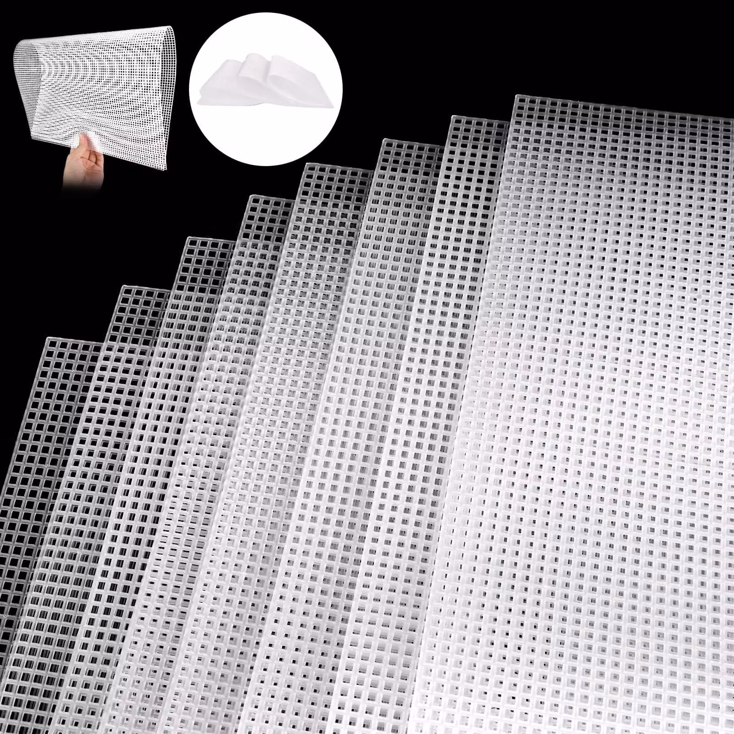 Set di griglie in plastica, formato 15, dimensioni 50 x 33 cm, confezione da 6 pezzi, colore bianco, tagliabili per ricamo