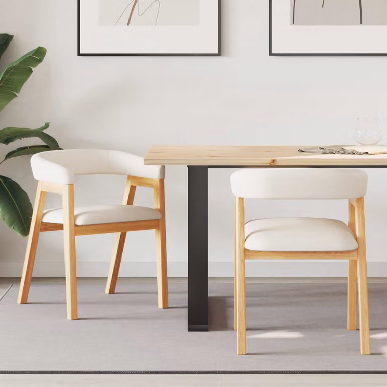 Set di 2 sedie da pranzo vidaXL in legno di gomma naturale per cucina e sala da pranzo L 54 cm x P 57 cm x H 73 cm