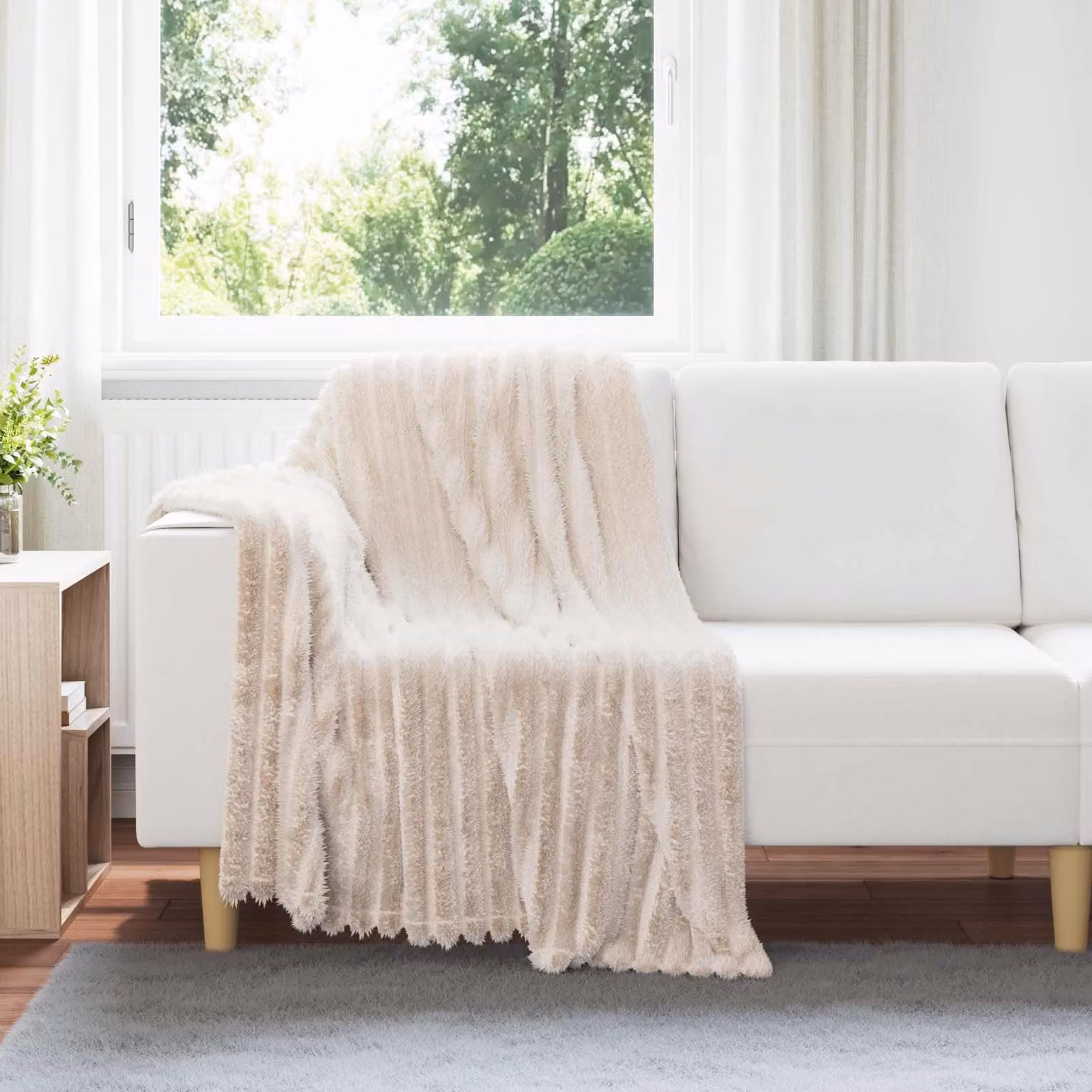 Coperta in pile morbida vidaXL beige L 150 cm x P 130 cm