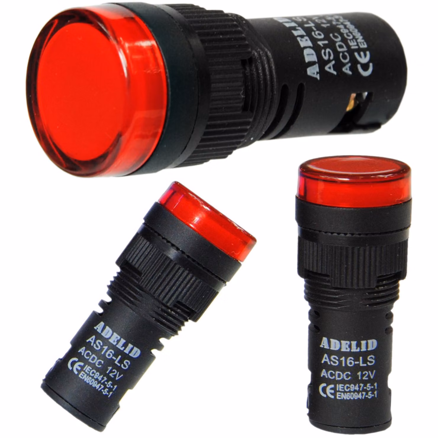 Segnalatore luminoso a LED, spia di controllo, 24V, diametro 16mm, rosso