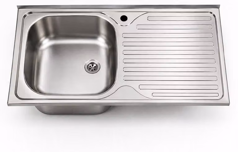 Lavello appoggio SA10050 1 vasca con gocciolatoio destro 100x50 cm. inox