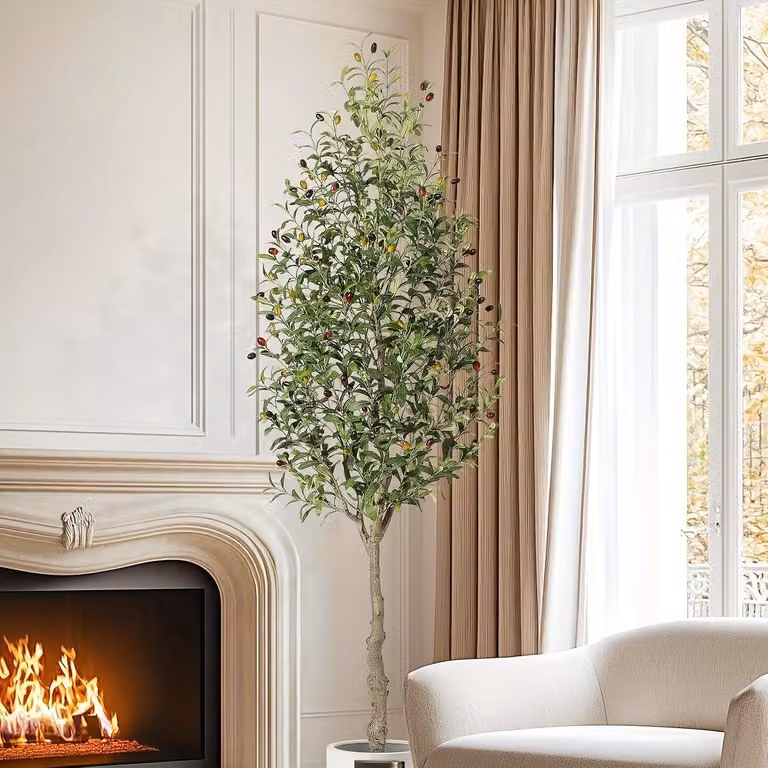 Albero di ulivo artificiale - Albero decorativo da interno - Ulivo artificiale - Pianta decorativa - Altezza: 213 cm