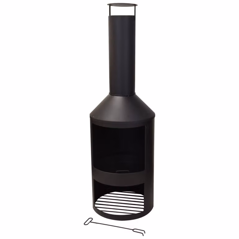 Pro Garden, pozzo di fuoco da giardino in acciaio - 134 cm - nero