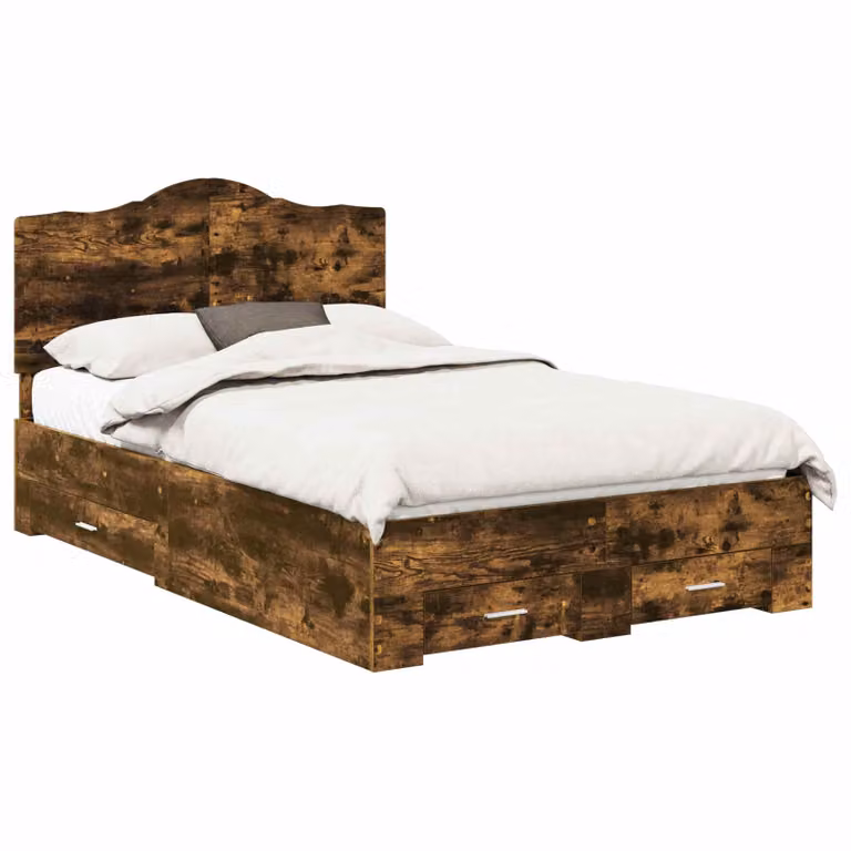 Struttura letto moderna con cassetto vidaXL in legno Rovere fumé marrone L 200 cm x P 120 cm x H 100 cm