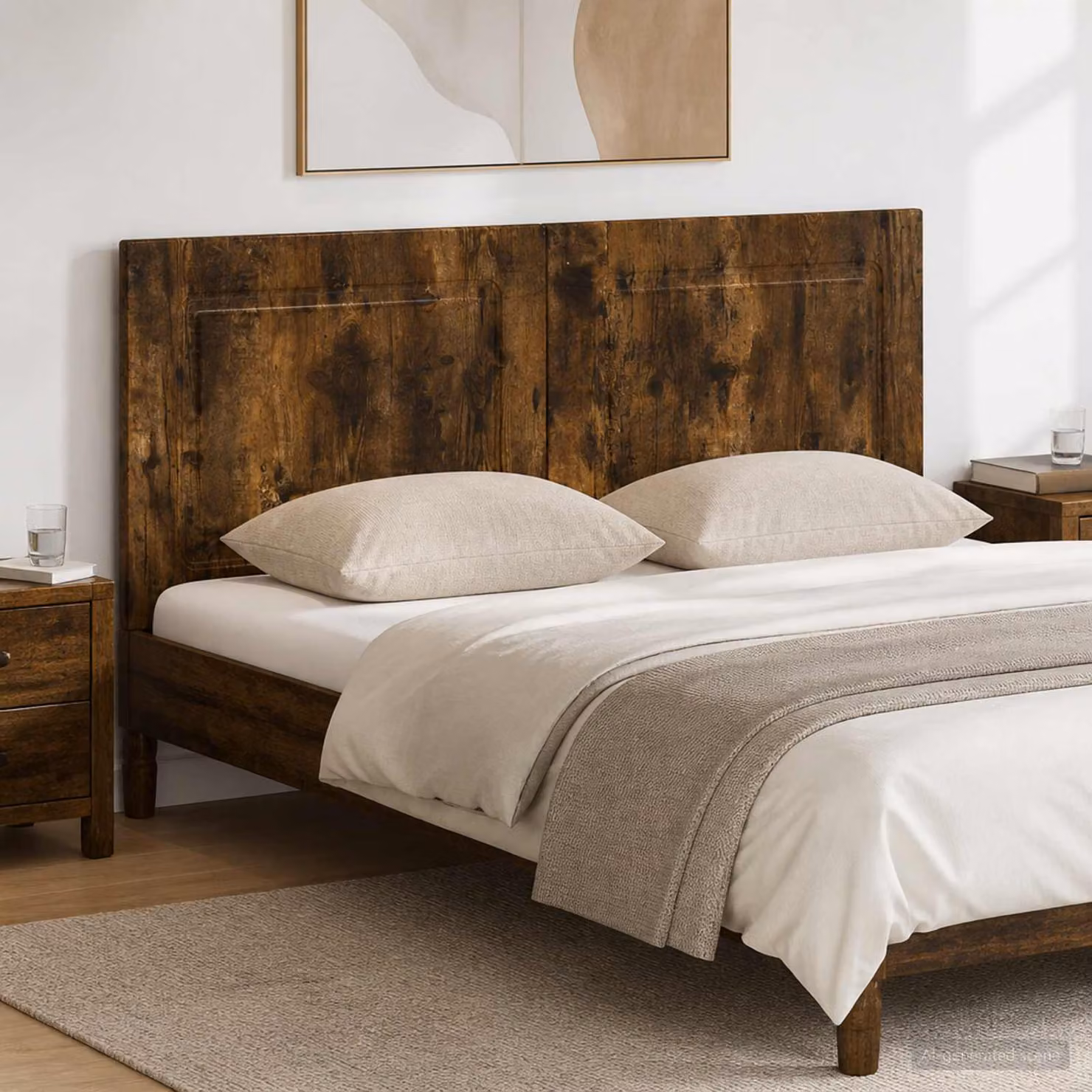 Testiera da muro moderna vidaXL UTRECHT in legno ingegnerizzato Rovere Fumo Marrone L: 123 cm, H: 50 cm, P: 10,5 cm