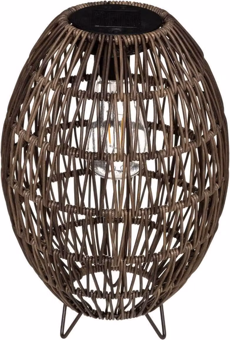 Lanterna solare, intrecciata, Ø 21 cm, marrone