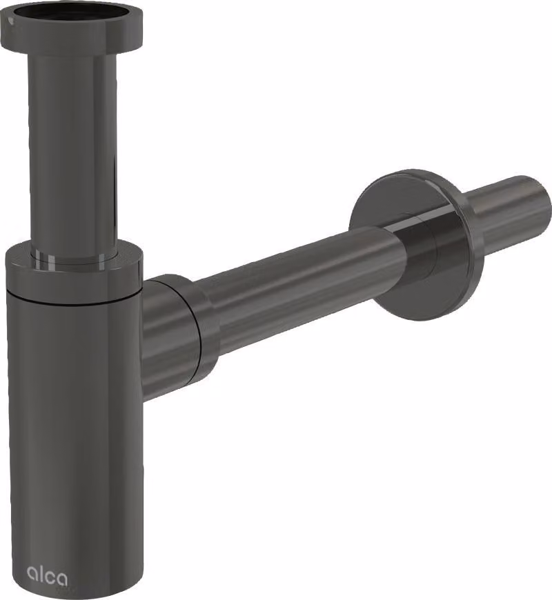 AlcaDrain Design Siphon 1 1/4" rund, Ganzmetall Gun metal glanz