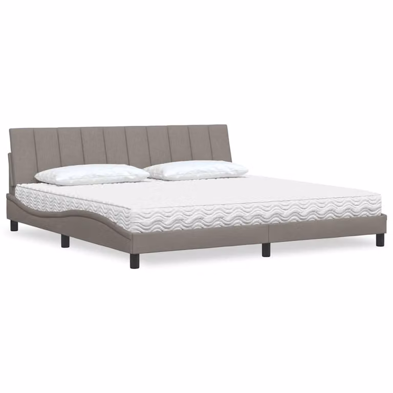 Letto con Materasso Hanko vidaXL in Tessuto Beige e Bianco L/P/H: 200 x 200 x 74,5 cm