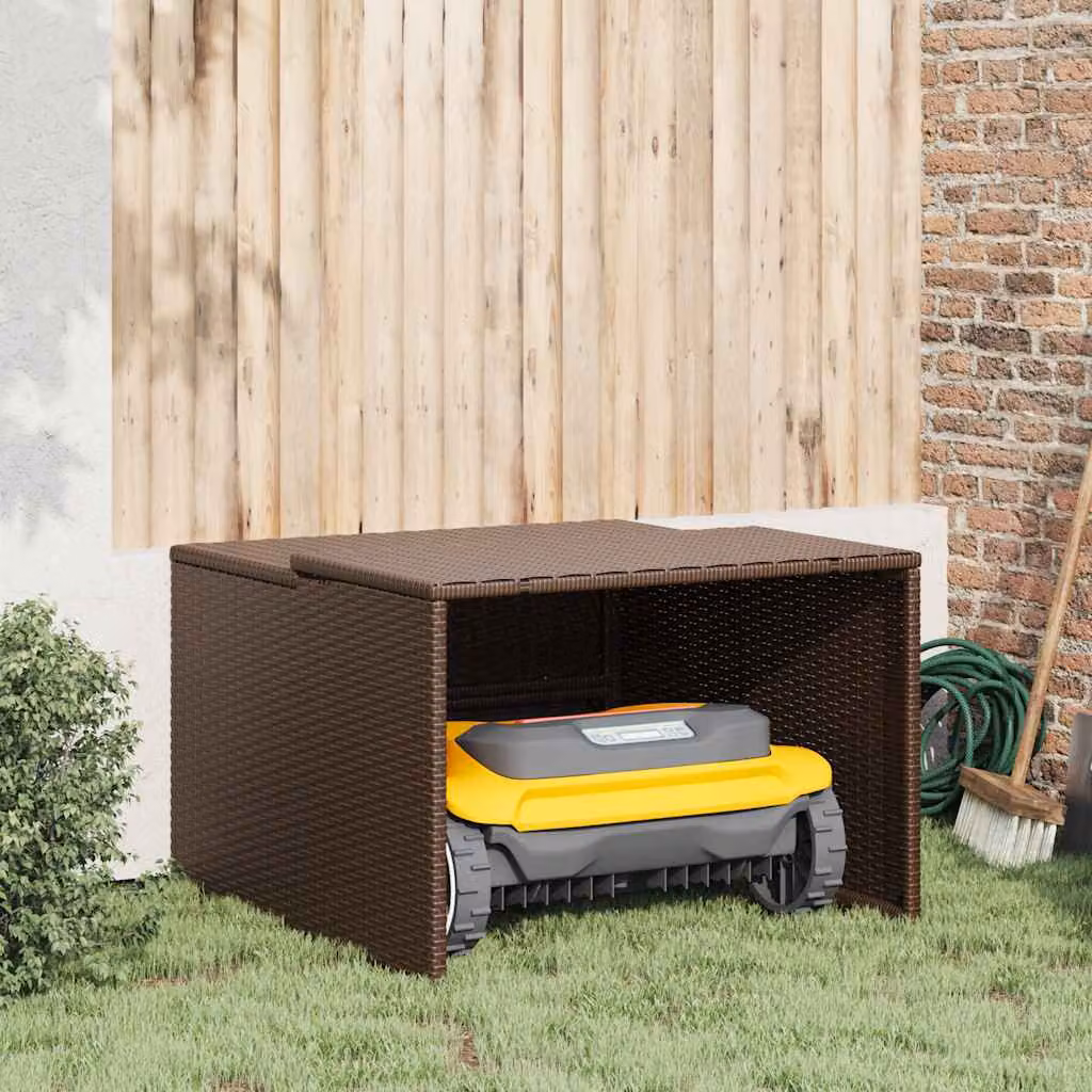 Garage per Robot Tosaerba vidaXL in Polyrattan Marrone L: 86 cm, P: 90 cm, H: 52/57 cm