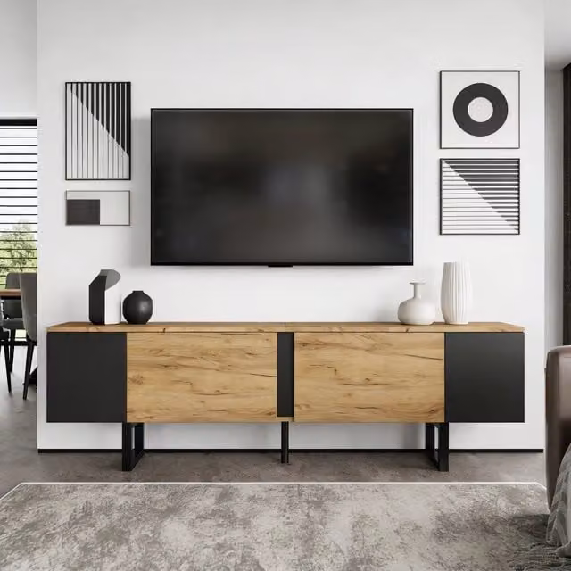 Mobile TV Lowboard ¨C MINIMAL ¨C Rovere/Bianco, 2 Ante, 180x40x55 cm