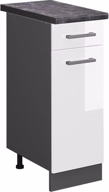 Mobiletto base per cucina Vicco R-Line Bianco lucido e Antracite L: 30 cm, P: 60 cm, H: 81,6 cm