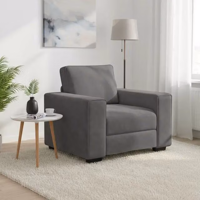 Divano Sedia-Poltrona-Sofa Relax Grigio Scuro 60 cm Velluto 289649