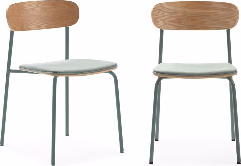 Calicosy - Set di 2 sedie in tessuto con gambe in metallo L46 cm - ADRIANA