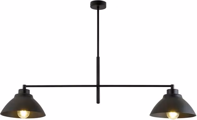 Lampadario Minimal Gemini Luceart-Classic in Acciaio Nero con 2 Luci E27