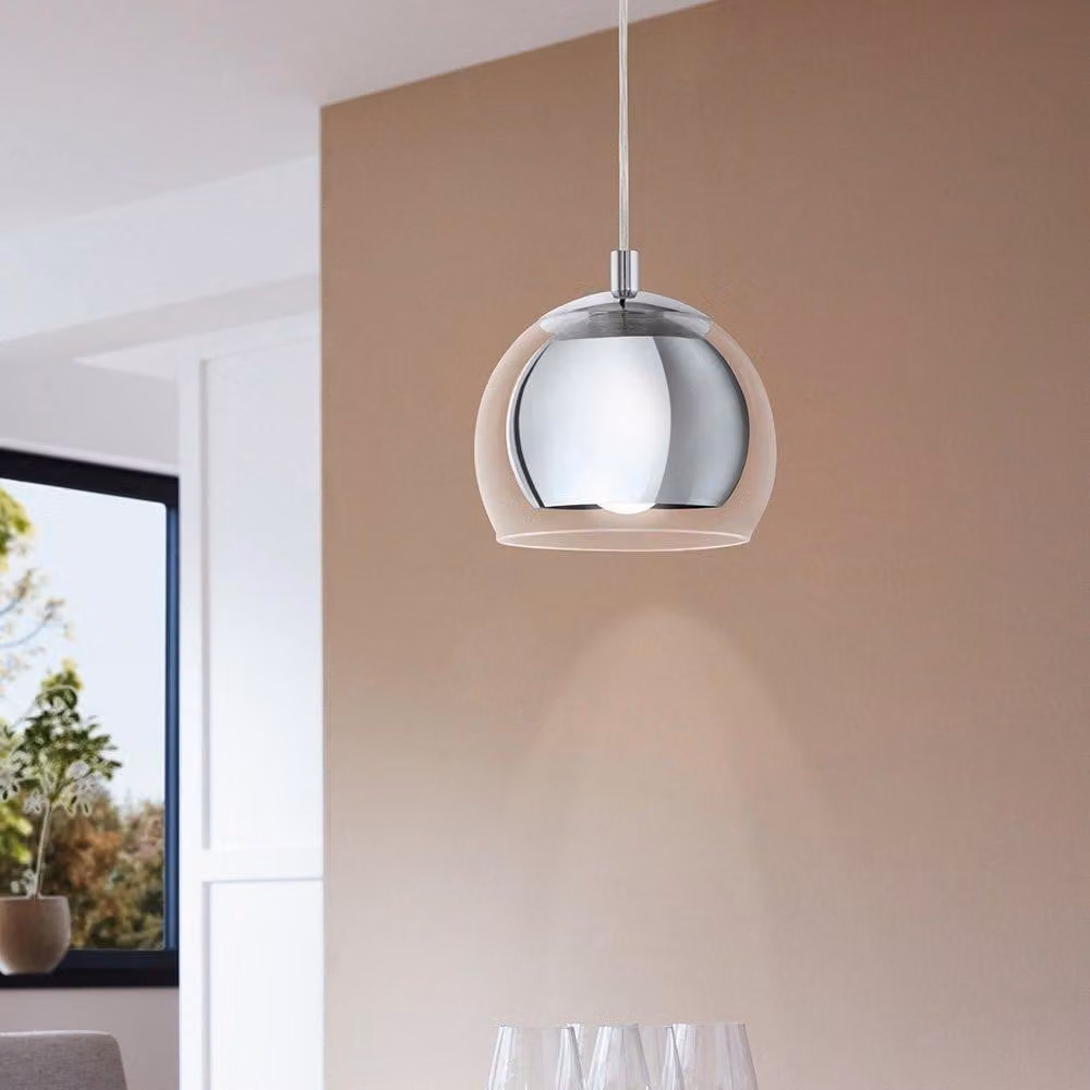 Lampadario Contemporaneo Rocamar 1 Luce Acciaio Cromo