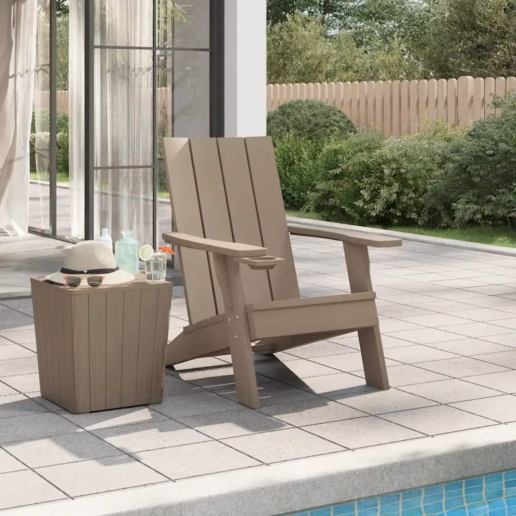 Sedia da giardino moderna in polipropilene marrone con braccioli per esterno L: 75 cm, P: 88,5 cm, H: 89,5 cm – 2