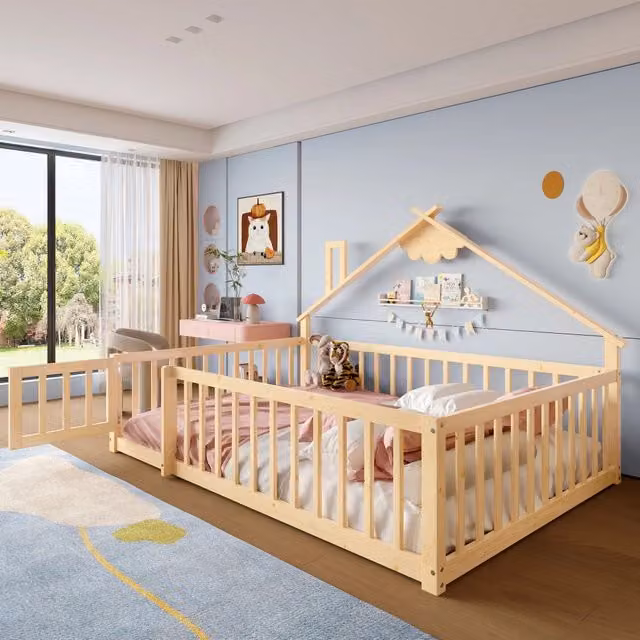 letto per bambini in pino naturale 140 x 190 cm