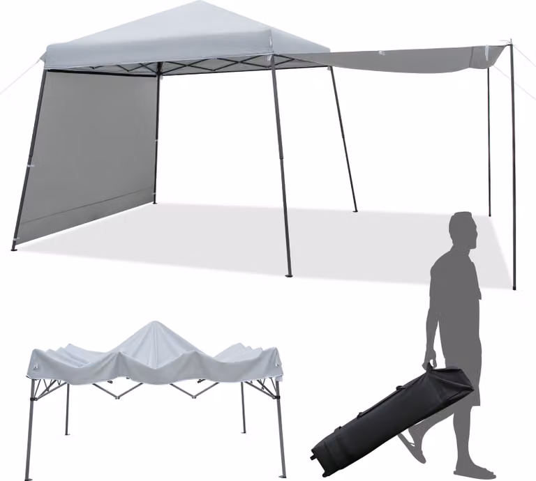 Gazebo pop-up COSTWAY con pareti laterali e tende da sole, gazebo pieghevole con borsa avvolgibile, protezione UV 50+, gazebo da giardino pieghevole, gazebo per feste impermeabile stabile e resistente all'inverno, gazebo per giardino, mercato