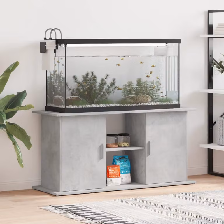 vidaXL Supporto per acquario in cemento grigio in legno ingegnerizzato L: 121 cm, P: 41 cm, H: 58 cm