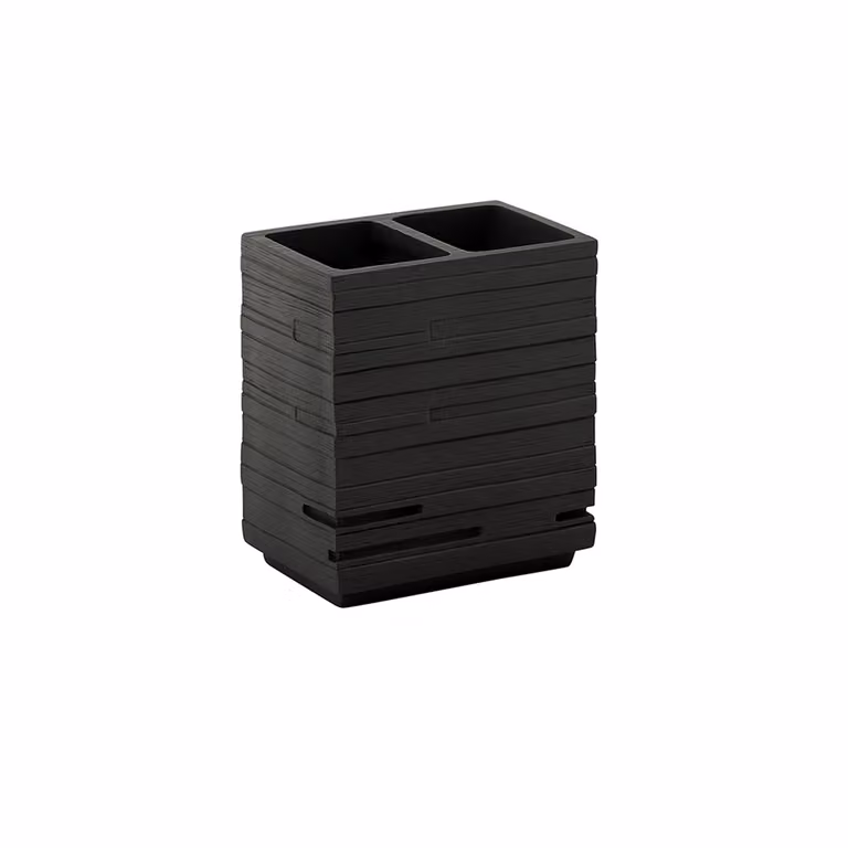 Portaspazzolini d'appoggio in resina QU98 Gedy serie QUADROTTO Nero