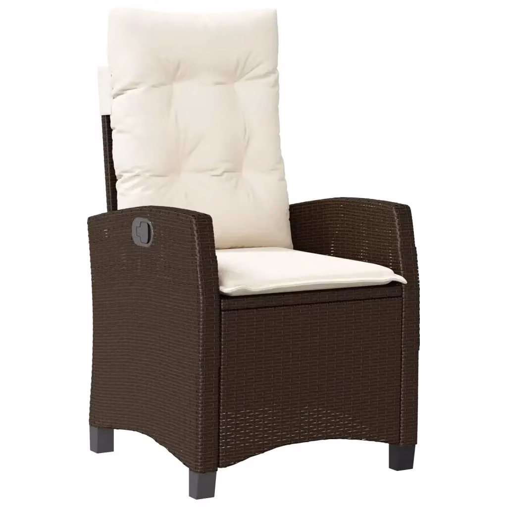 Sedia Reclinabile da Giardino vidaXL in Polyrattan Marrone con Cuscini e Poggiatesta Regolabile – 2