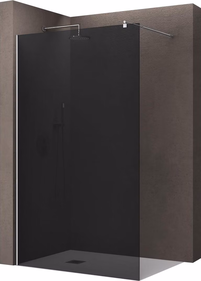 doporro Box Doccia Walk-In 120x200 cm, Parete Doccia Fissa in Vetro Temperato FumšŠ 8 mm con Barra Stabilizzatrice Regolabile e Profilo Cromato šC Bremen01VG