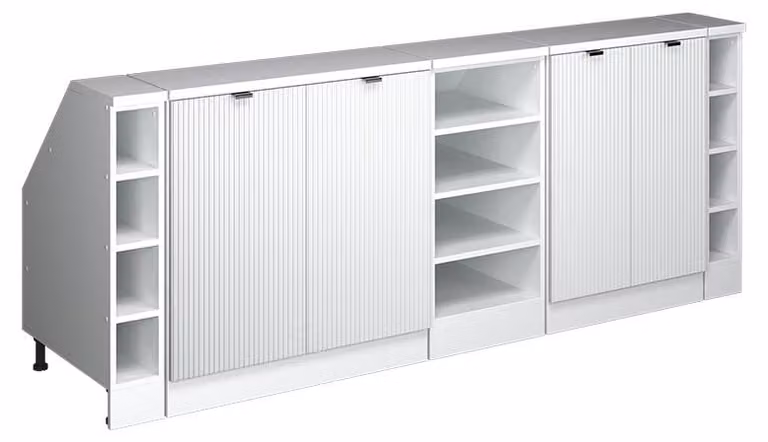 Mobile cucina sottotetto Vicco R-Line Ondulazione bianca 210 cm Set di 5 carcasse armadio profondità 60 cm, Model 60658