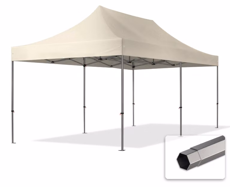 TOOLPORT 3x6m gazebo pieghevole, PREMIUM acciaio, crema