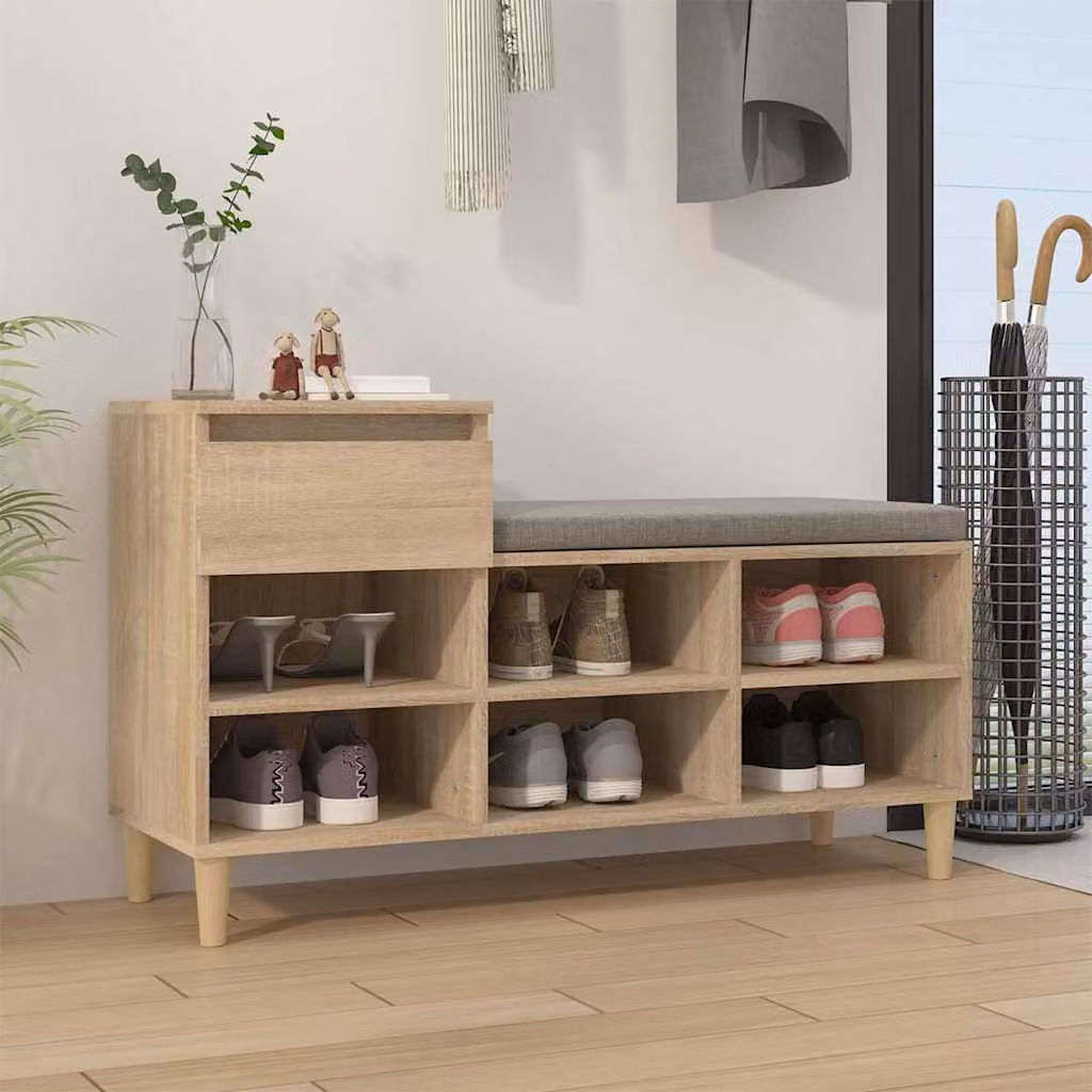 Scarpiera vidaXL in Rovere Sonoma e Legno Multistrato, Colore Marrone, L 102 cm x P 36 cm x H 60 cm