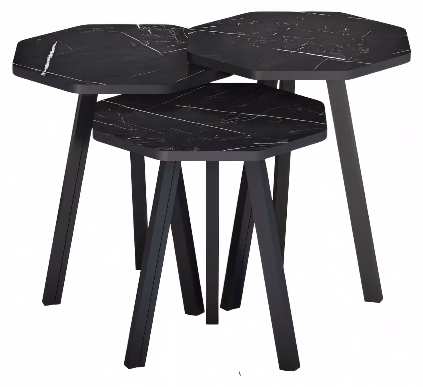 Elegantes schwarzes Holz Couchtisch-Set modern und robust